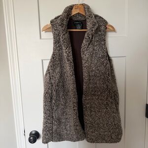 Frazzle Faux Fur Sleeveless Vest Brown Womens Medium EUC Cozy winter vibes